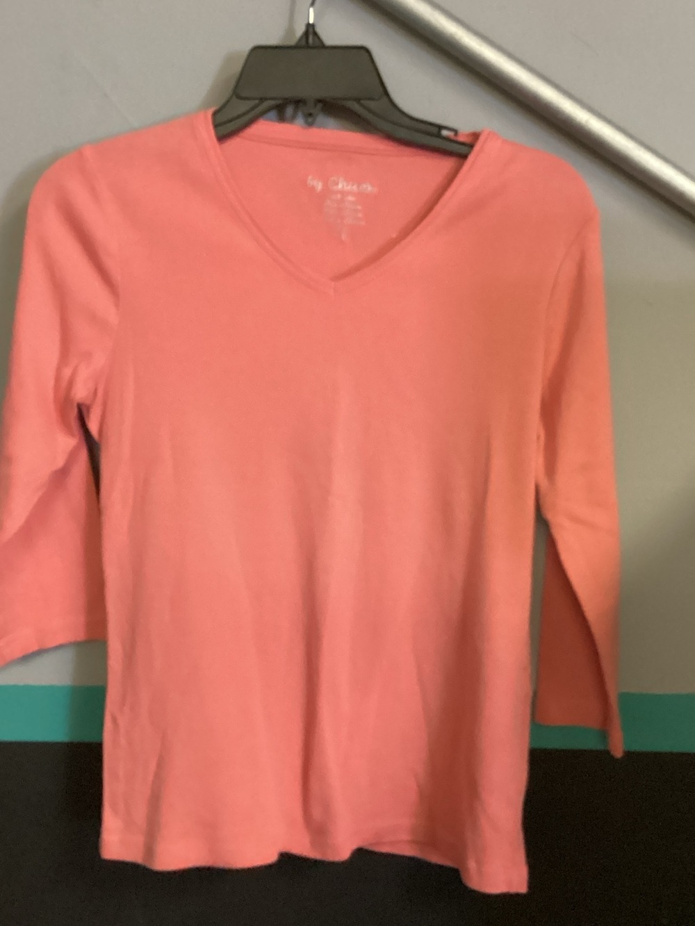 Chico's Coral Pink V-Neck Long Sleeve Tee